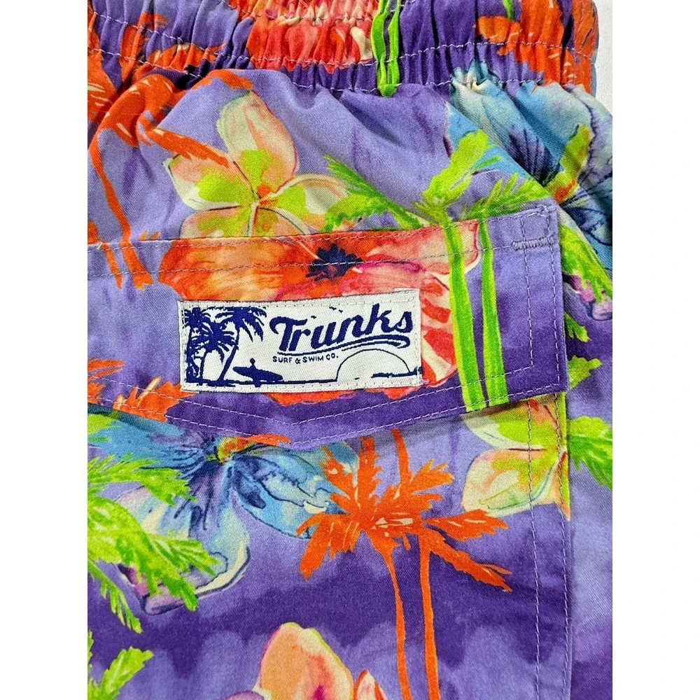Trunks Surf & Swim Co Men's Small Purple Floral Swim Trunks